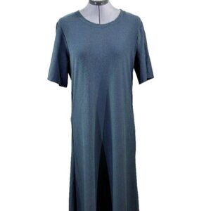 Eileen Fisher stretch A-line dress ankle length in a dark green, M